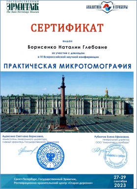 Сертификат Н.Г.Борисенко VI Конф Практ микротомогр 2023
