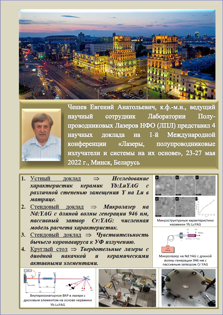 Конф. Минск 2022 Лазеры,пп изл_докл.Чешев Е.А.